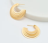 David Markstein Sterling Silver 18K gold-plated Polished Sunray 1-1/4" Hoop Earrings